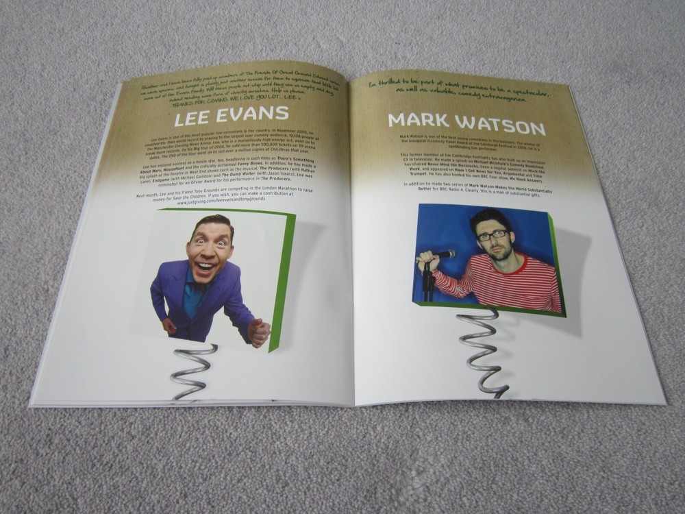 Channel 4's Comedy Gala ,O2 Arena programme,2010 + ticket stubs