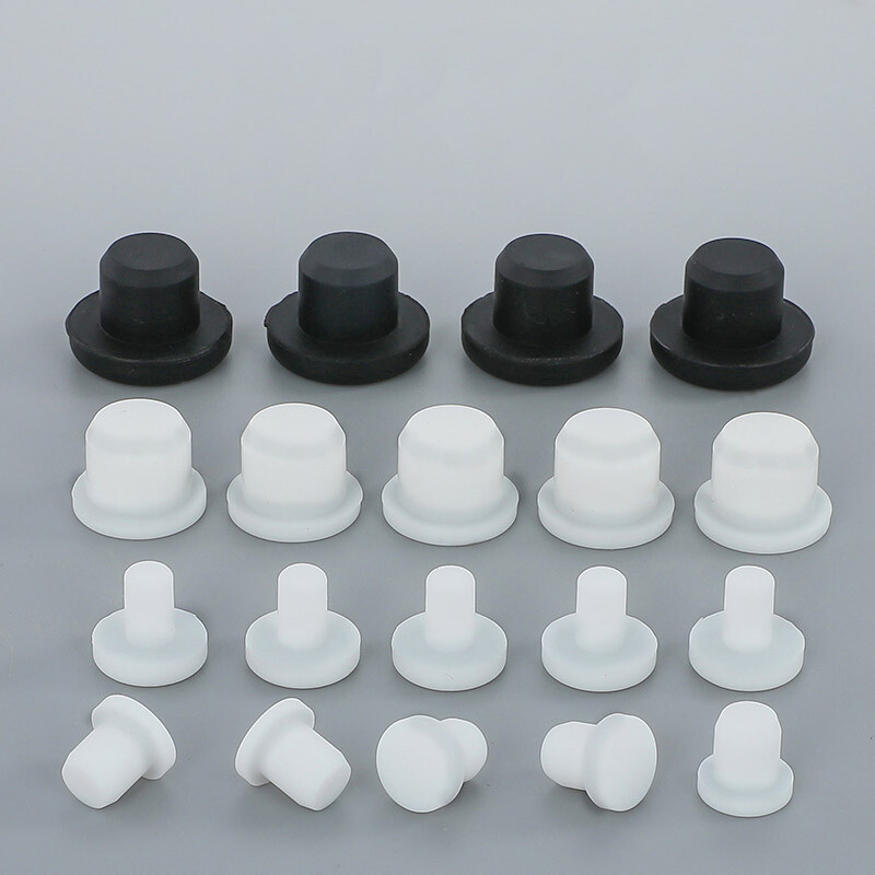 Round Silicone Rubber Plug Blanking End Cap Stopper Pipe Seal White Solid/Hole