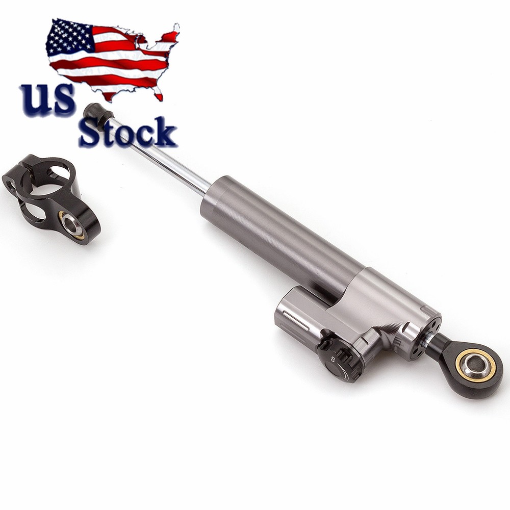 CNC Gray Steering Damper Motorcycle Stabilizer Linear Reversed Safe Control