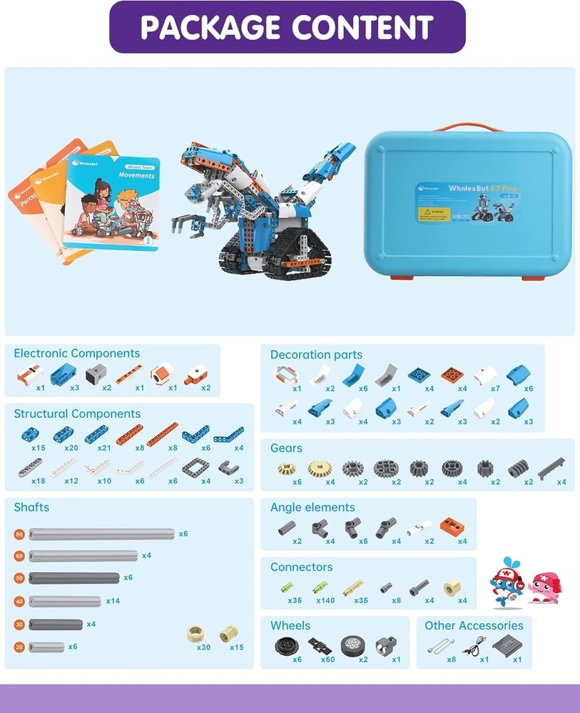 WhalesBot E7 Pro Coding Robot: Ultimate Coding Robot for Kids 8-12 - E7PRO-V2