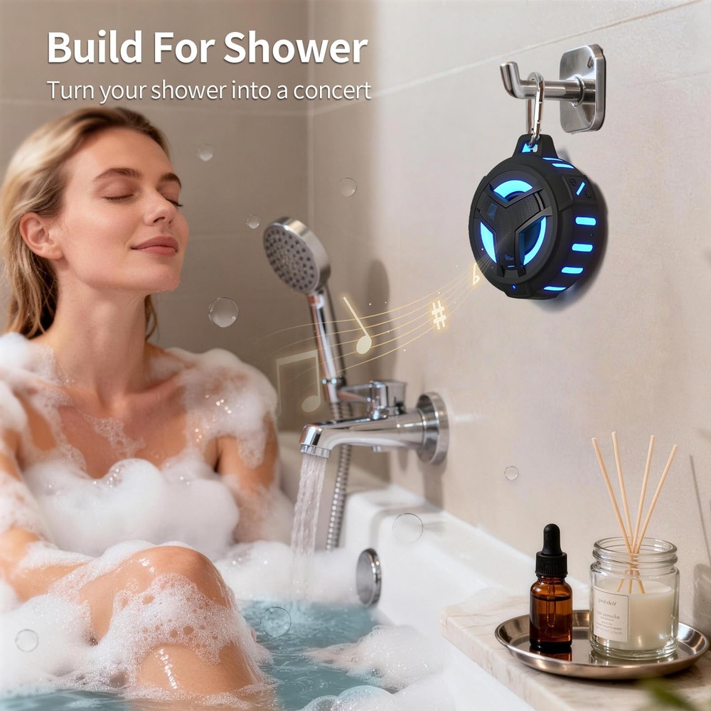 Bluetooth Shower Speaker, Portable Bluetooth Speakers, IP67 Waterproof Wirele...