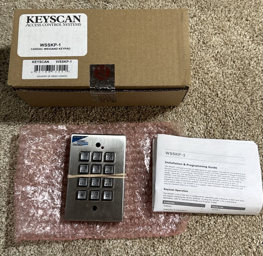 Keyscan Access Control Systems Number Push Button Keypad Panel WSSKP-1