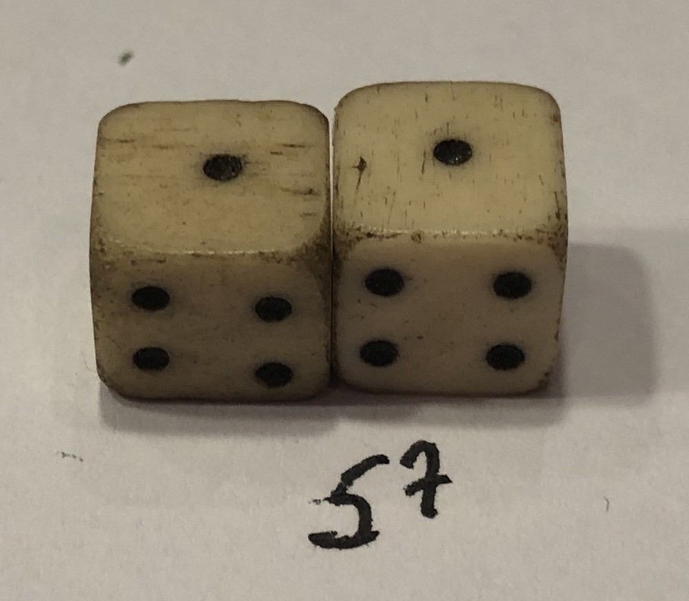 vintage Pair Bone (Bovine) Dice 5/16”