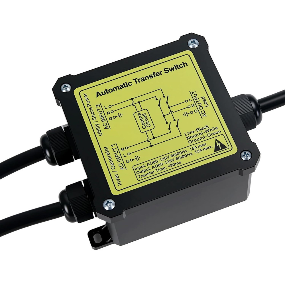 AC120V 15A ATS Generator Automatic Transfer Switch (NEMA 5-15P/R)