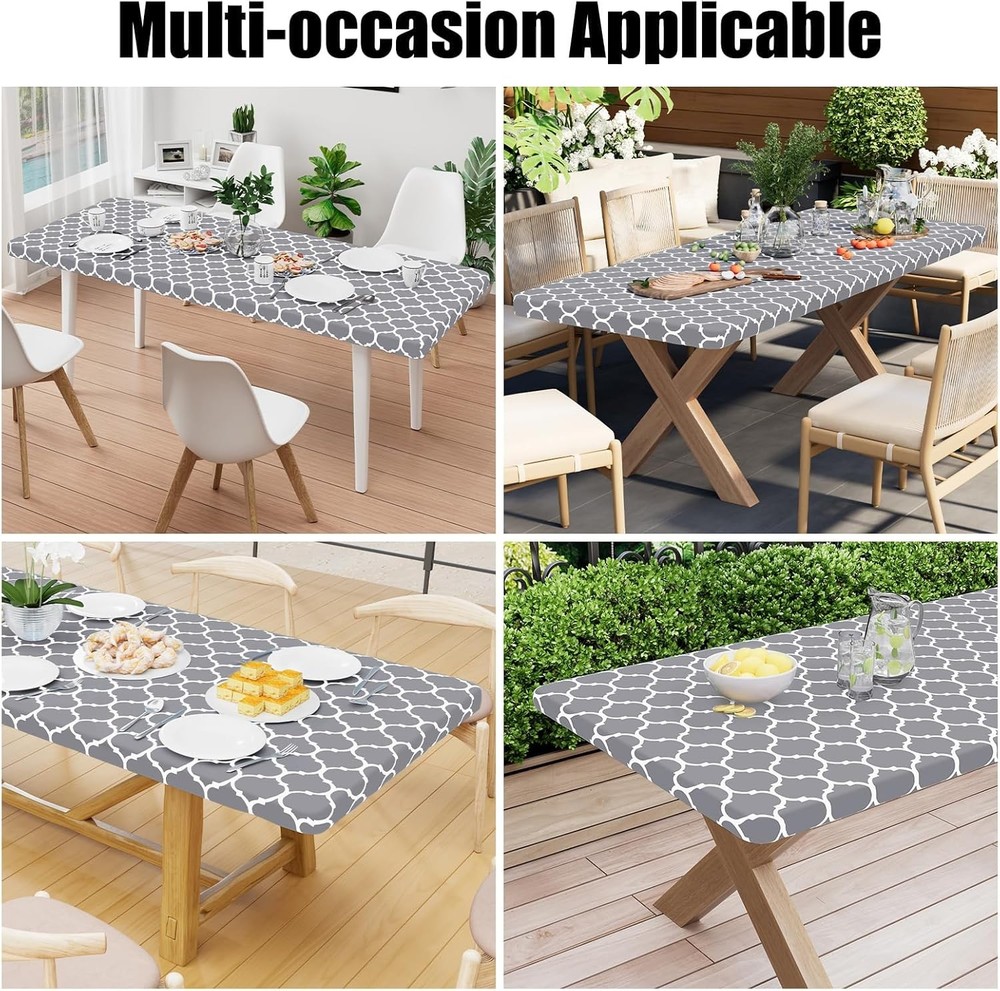 Smiry Rectangle Picnic Table Cover, Waterproof 72 x 30 (Rectangular), Grey