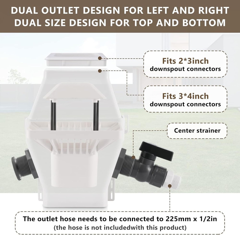 Efficient Rainwater Diverter Kit for Downspouts - Filter Debris & Secure Install