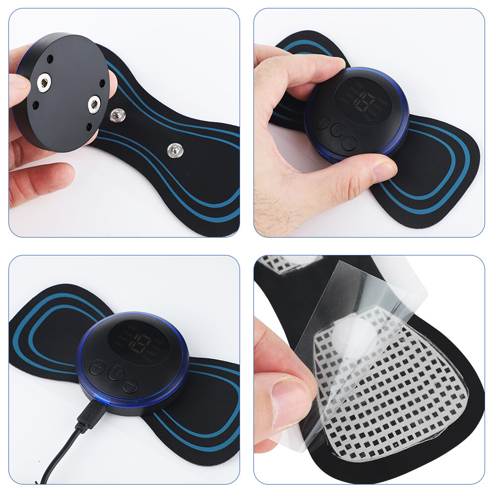 5PCS Portable Mini Electric Neck Back Massager Patch Stimulator Cervical Massage