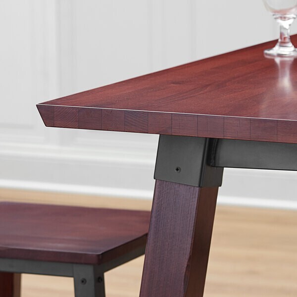 30" x 48" Rectangular Solid Wood Live Edge Restaurant Table Top in Mahogany Wood