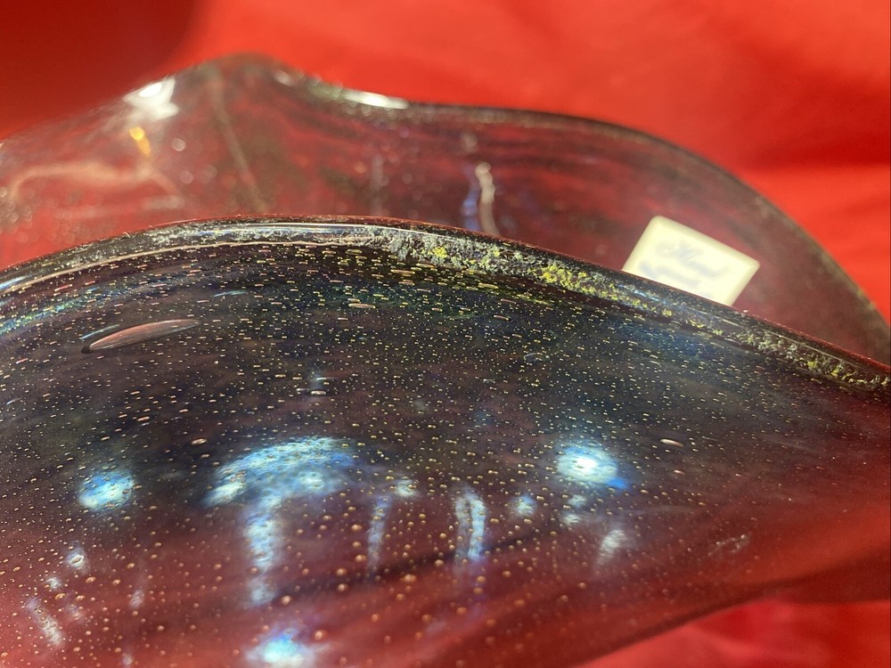 Blue Wavy Hand Made Bubble Vase