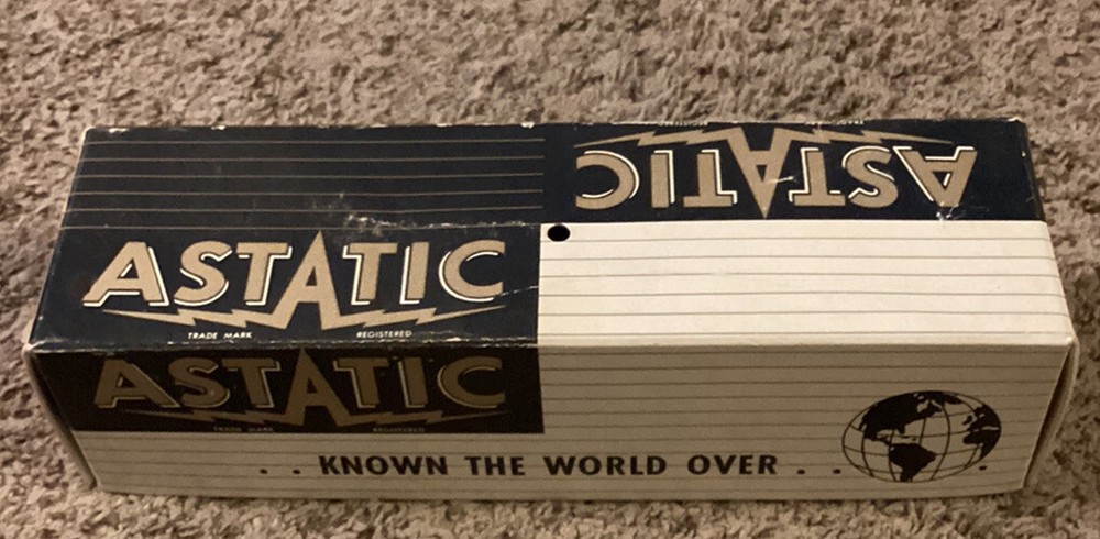 Vintage Astatic Model 332 Crystal Microphone, Box & Instructions