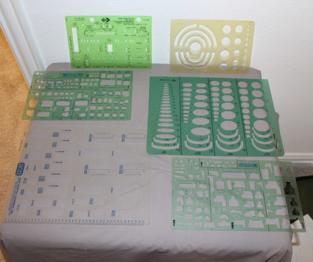 VTG Lot 25 Architectural Engineer Engineering Drafting Templates Tools Stencils