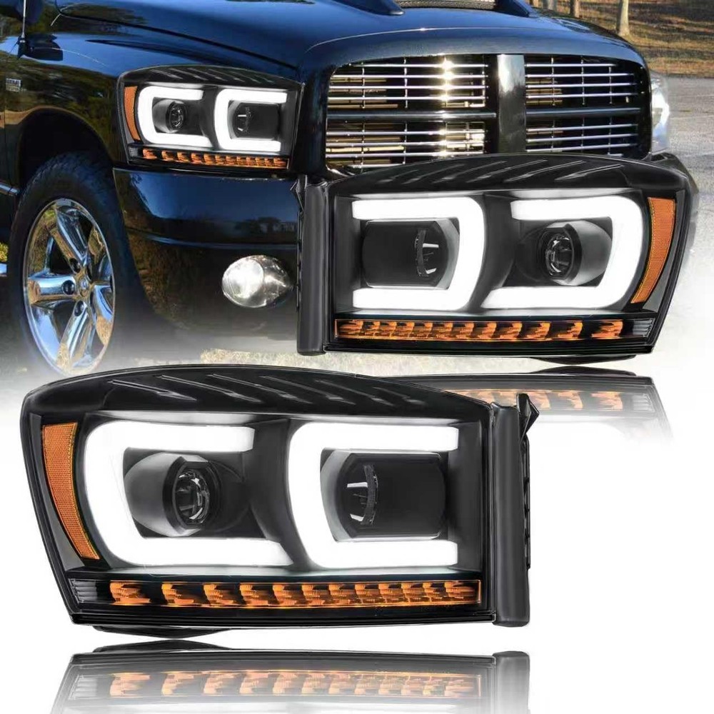 LED DRL Headlight, Headlights Assembly Kit Compatible with 2006-2008 Dodge Ram 1