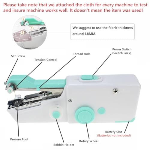 Handheld Sewing Machine for Beginners Daily Easy Use, Mini Sewing Machine Blue
