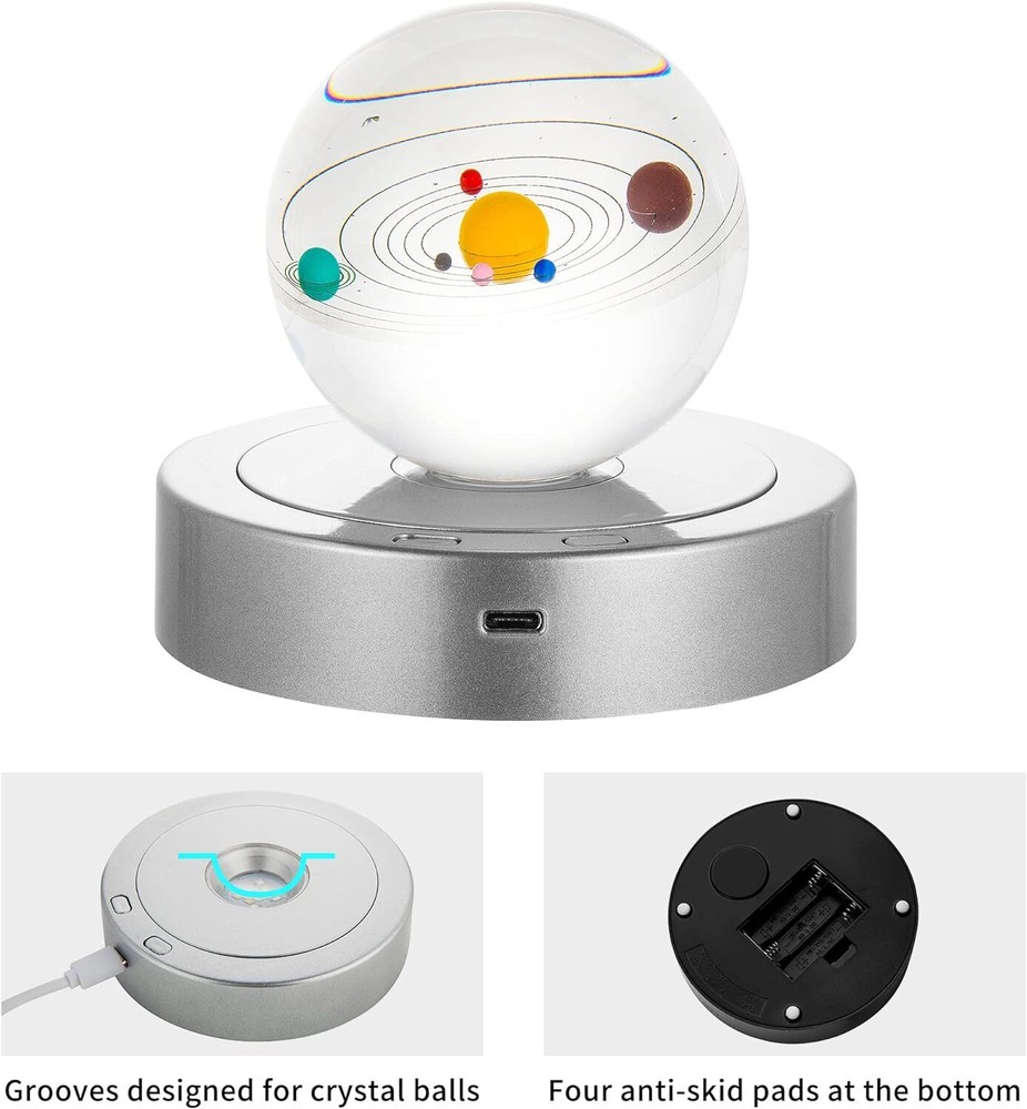 Rotating Display Stand - Spinning with Colored Lights - silver