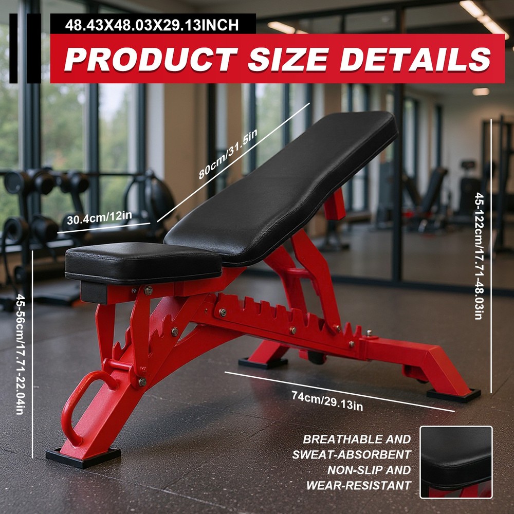 Workout Bench Adjustable Strength Training Bench Exercise Bench for Home Gym