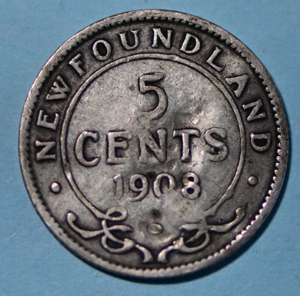 1908 Newfoundland Silver 5 Cents