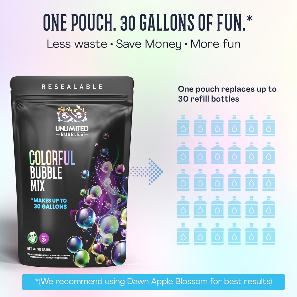 Bubble Powder Refill Mix – Makes 30 Gallons – DIY Bubble Solution – Just Add ...