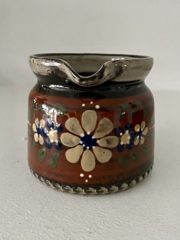 Studio Art Pottery Creamer/Small Pitcher, Signed, Some Embossing
