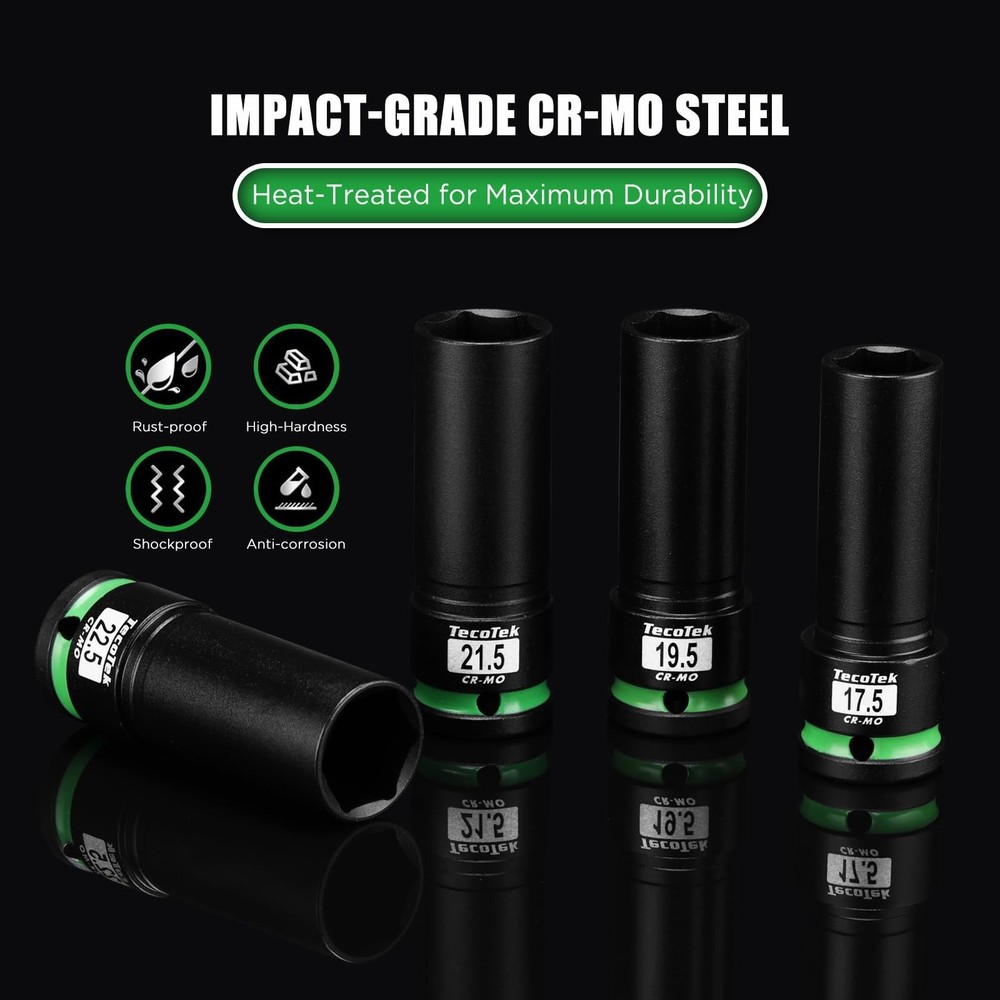 4PCS 1/2" Drive 1/2 Size Thin Wall Lug Nut Socket Set, Half Size Wheel Socket...