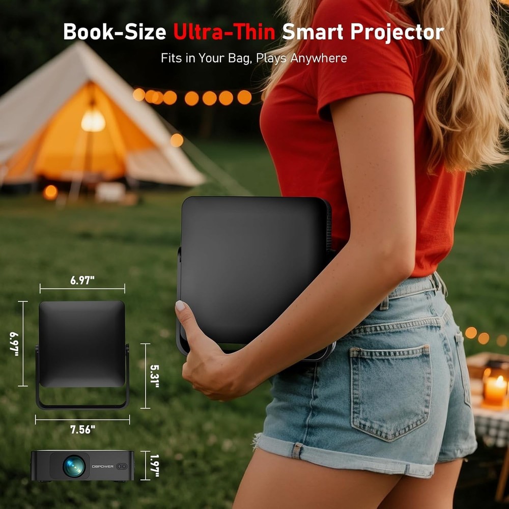 Ultra-Thin Netflix Licensed | AI Auto Focus Smart Mini Projector WiFi Bluetooth
