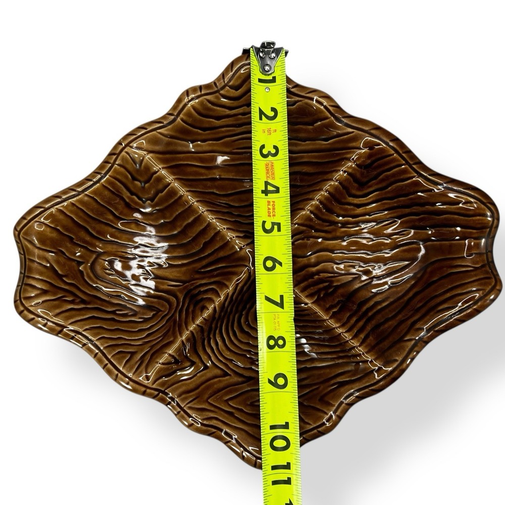 CA Pottery3552 Divided DISH Brown Tree Ring Sequoia Ware