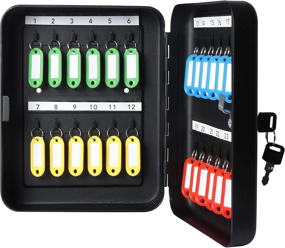 Key Cabinet Wall Mount,Locking Organizer, Storage Lock Medium, Black
