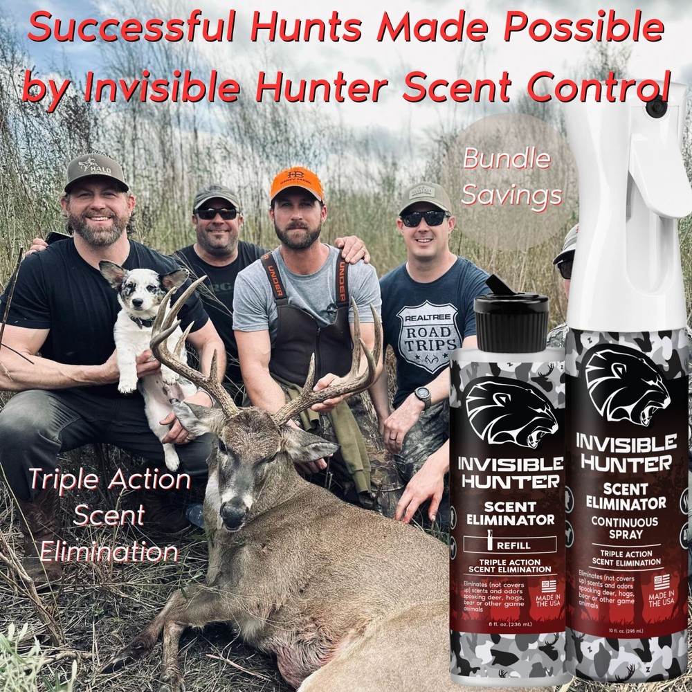Invisible Hunter Scent Elimination Continuous Spray; Triple Action Scent Control