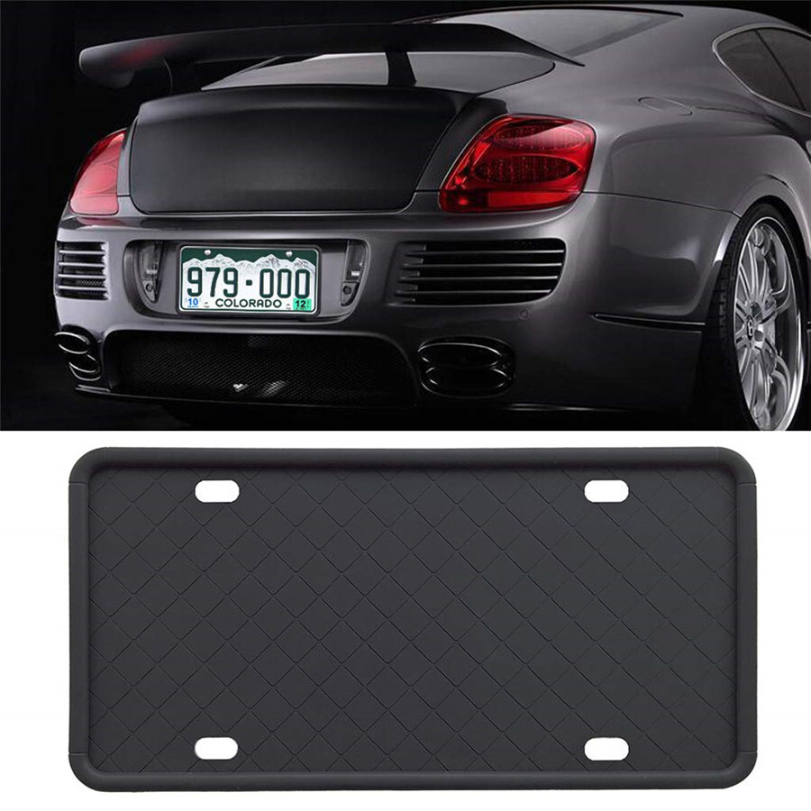 2pcs Silicone License Plate Tag Holder Mounting Kit Front Rear Bracket Protector
