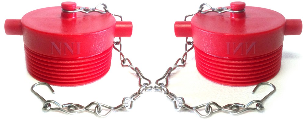 2 Pack 2-1/2" Male NST Fire Hydrant Adapter Plug with Chain Red Polycarbonate