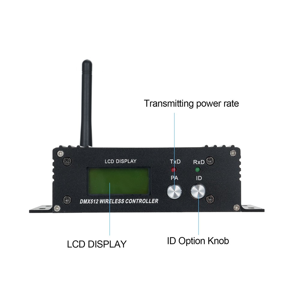 1-DMX 512 2.4G Wireless Controller Transmitter Receiver LCD Display Power