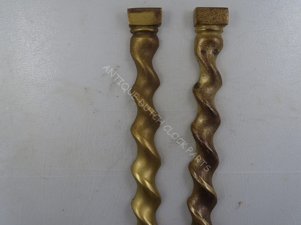 SET HEAVY BRASS PILLARS COLUMNS FOR CLOCK CASE
