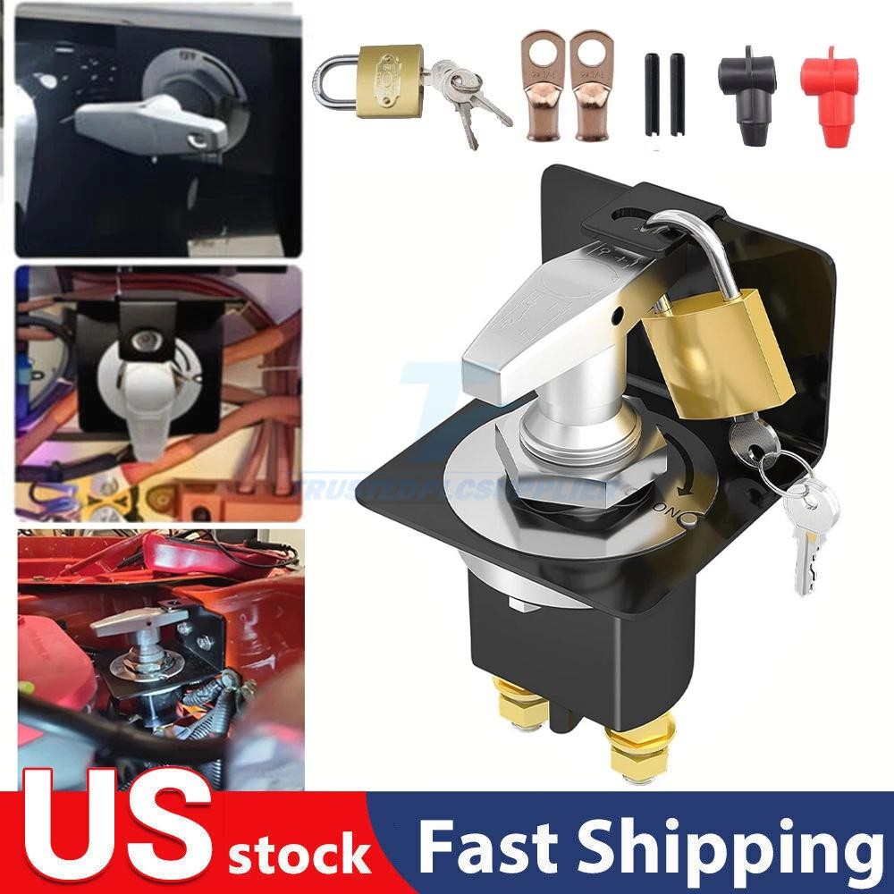 500A 12V Battery Disconnect Switch with Lockout Plate Heavy Duty Kill Switch Fix