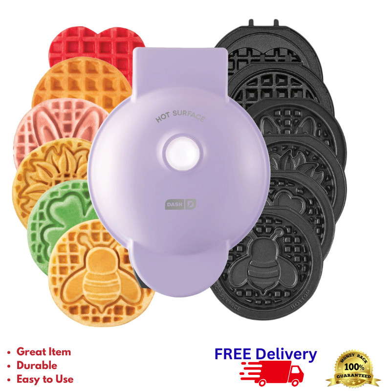 Dash Multi Plate Mini Waffle Maker Removable Plates Compact Breakfast Maker