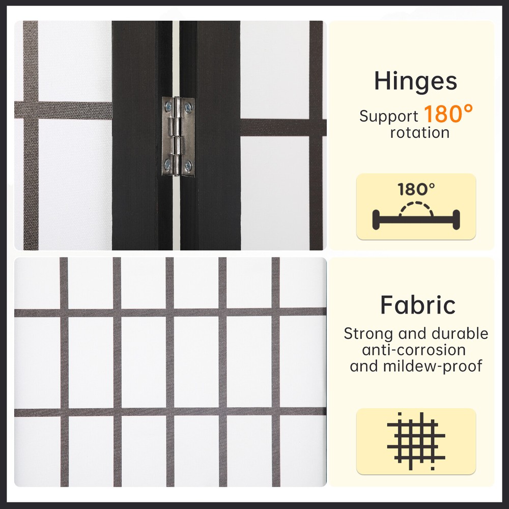 Room Divider 4 Panel Oriental Shoji Screen 6Ft Folding Privacy Divider Wall
