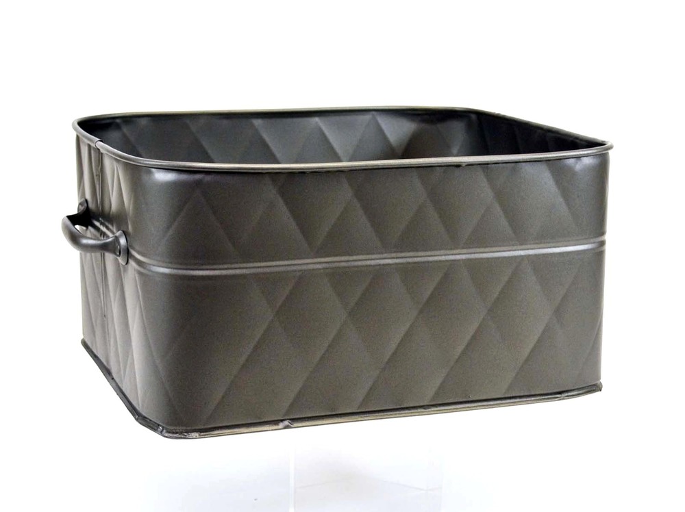Rectangular Metal Utility Box, Quilted Pattern-6.25"H X 10.5"W X 12.5"L