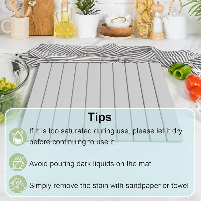Stone Drying Mat Diatomaceous Earth Fast Drying Space Saving Kitchen Accessory