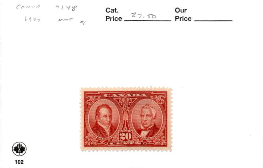 Canada, Postage Stamp, #148 Mint Hinged, 1927 Baldwin (AN)