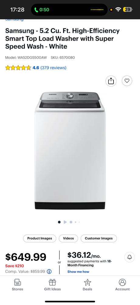 Used 2022 White High Efficiency Samsung Top Loading Washer and Dryer.