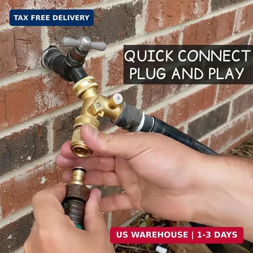 Garden Hose Quick Connector, Solid Brass Standard 3/4 inch GHT Threaded Coupling