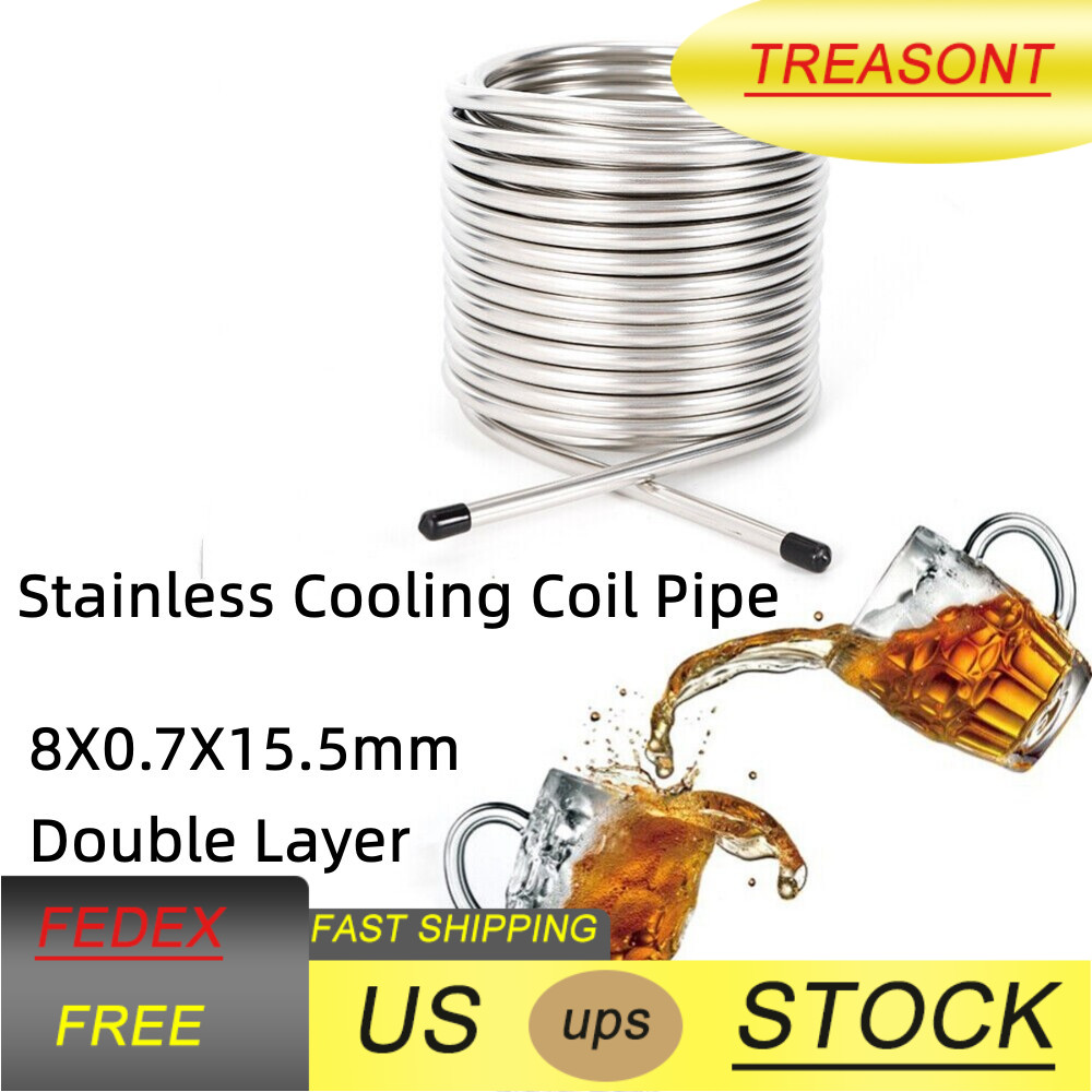 Coil Tube Immersion Wort Chiller Beer Wine Cooler Home US Stainless Steel Metal
