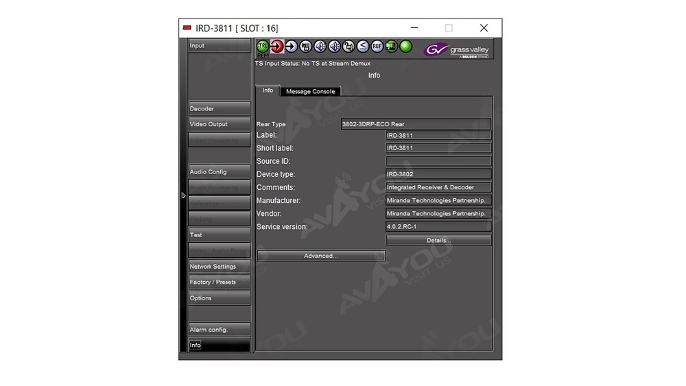Miranda GV IRD-3802 MPEG Decoder with ASI and GigE IP Inputs +3DRP-ECO