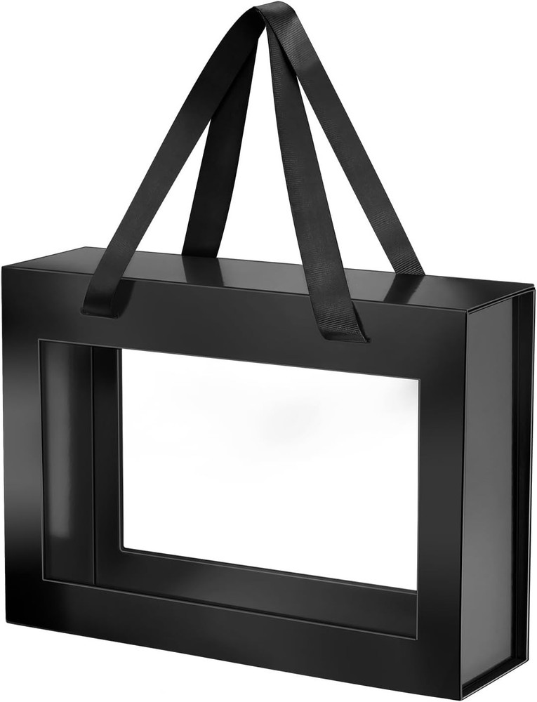 Chic Black Gift Box with Window & Handle - Exquisite Presentation for Presents