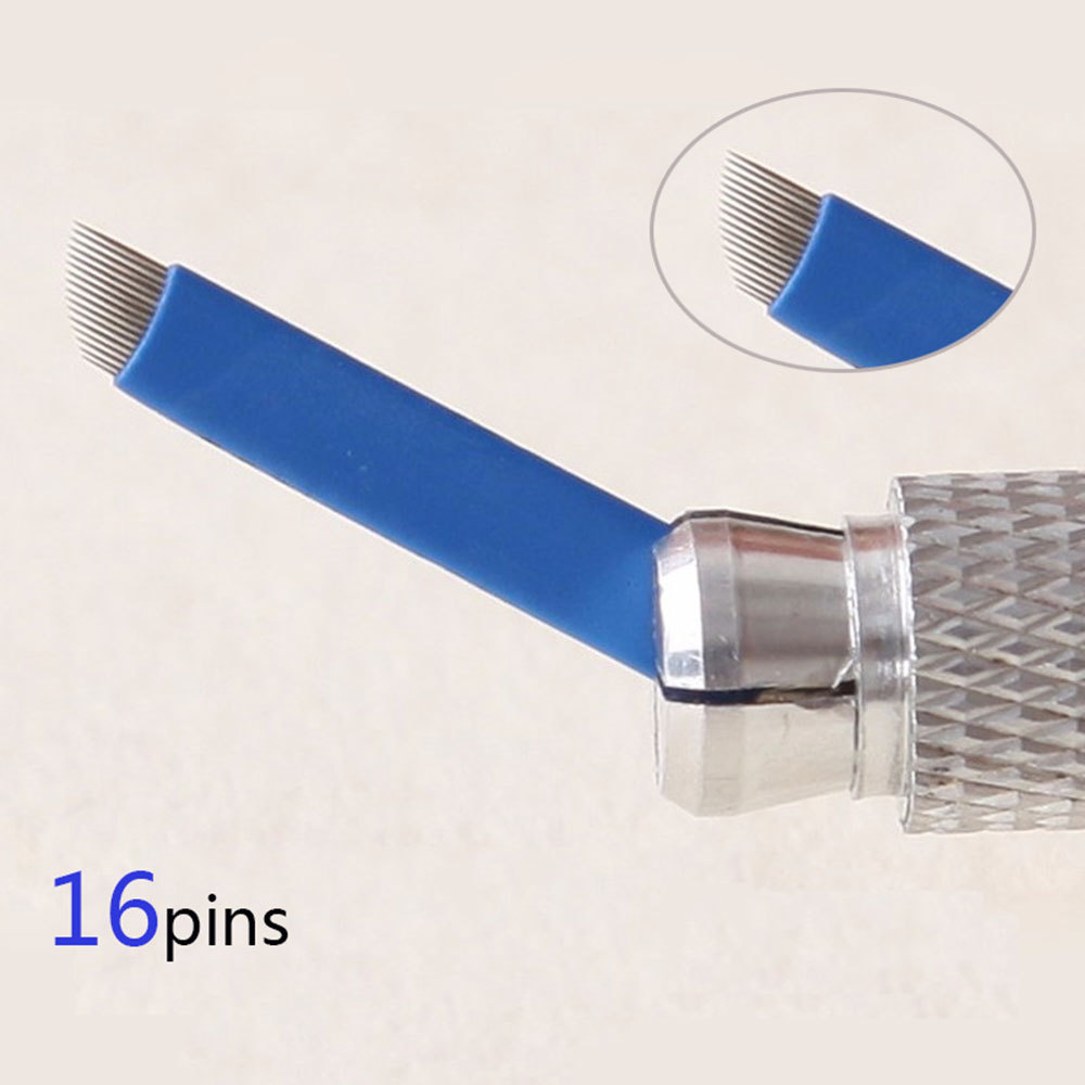 16 Pins Permanent Makeup Eyebrow Tattoo 3D Embroidery Microblading Needle Blades