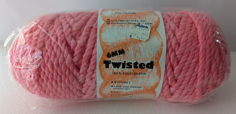 ACS Industries 6mm PINK Poly-olefin TWISTED Macrame Cord