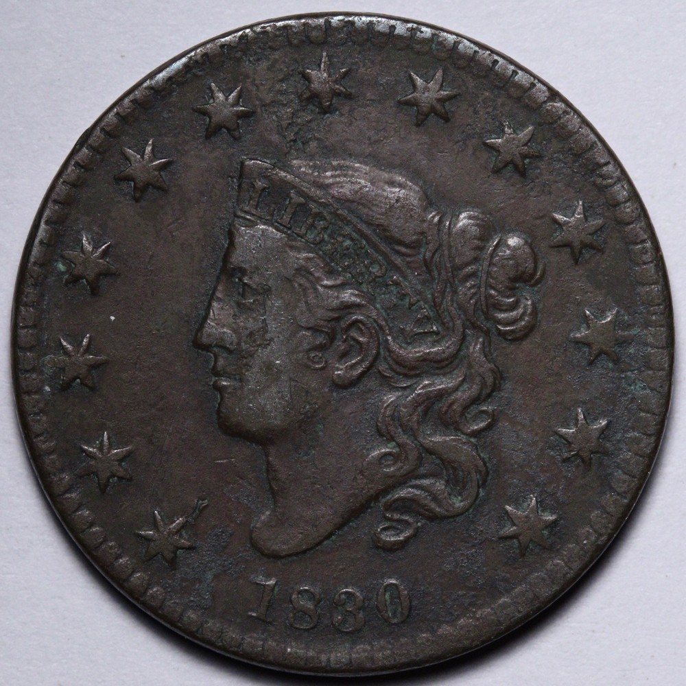 1830 Coronet Head Large Cent XF E138 AIHV