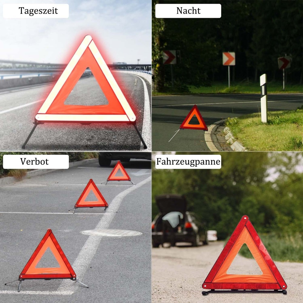 Warning Triangle with, Foldable Warning Triangle Vehicle, with Storage Box, for Warning...