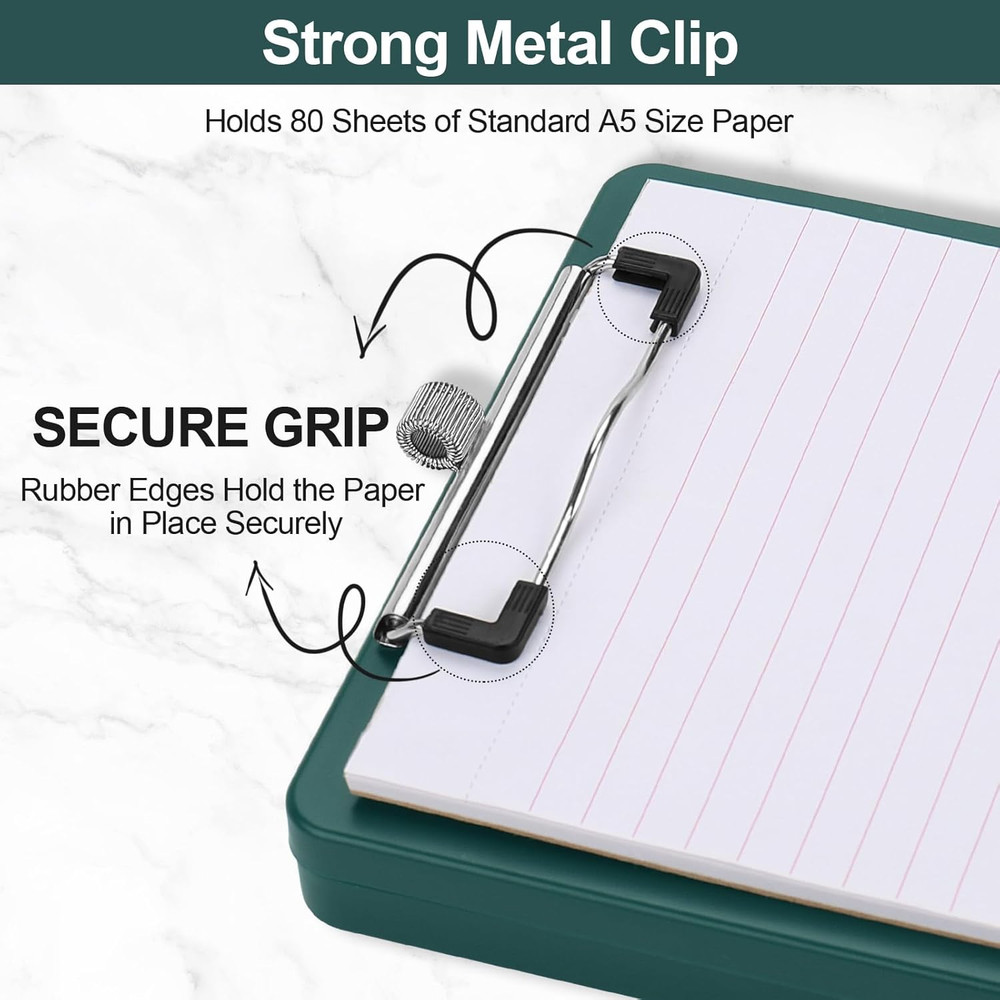 Small Clipboard with Storage, A5 Clipboards with Pen Holder, Mini Plastic Cli...
