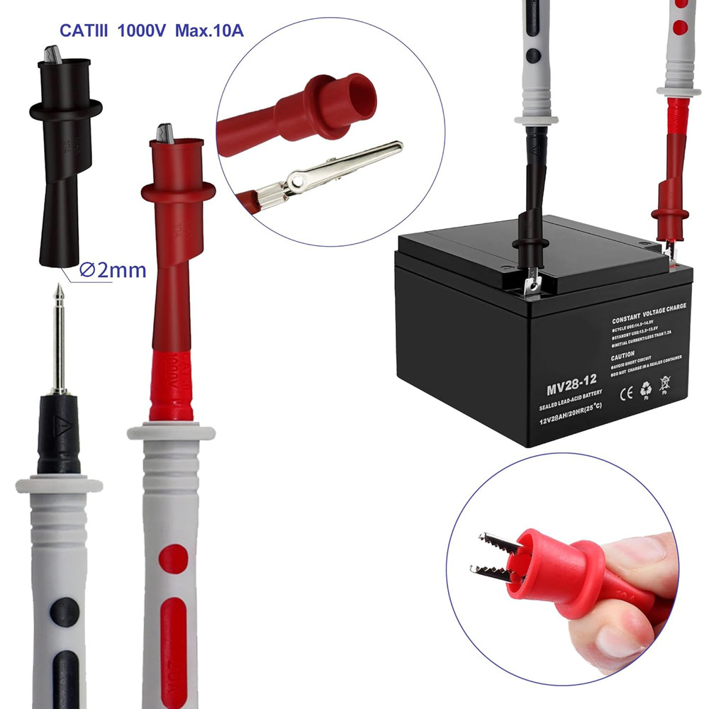 Electrical Multimeter Test Lead Kit with Soft Case Test Hook for Digital Electri