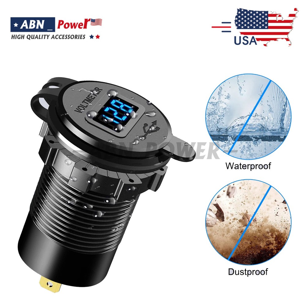 For Boat RV Marine 12-24V 4Port Fast Car Charger QC3.0&PD USB C Outlet Socket US