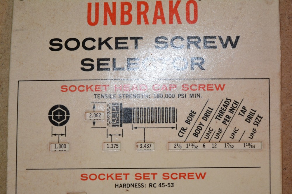 Vintage Unbrako Socket Screw Selector Data Guide Slide Rule - Plastic Sleeve